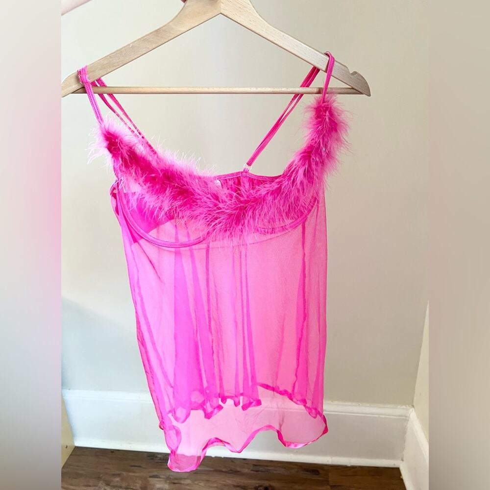 Vintage fembot furry fuzzy nightie lingerie slip barbiecore Barbie intimates
